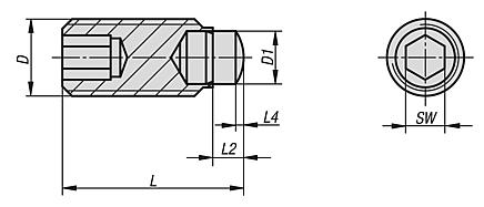 Thrust screws with rounded half-dog point