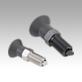 Indexing plungers, steel or stainless steel with plastic mushroom grip, rotation lock and lead-in chamfer, no locknut