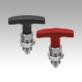 Indexing plungers, steel or stainless steel with plastic T-grip and locknut