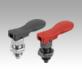 Indexing plungers, steel or stainless steel with plastic cam lever and locknut