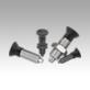 Indexing plungers, steel or stainless steel, without collar, with plastic mushroom grip