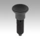 Indexing plungers, steel or stainless steel, without collar, with plastic mushroom grip