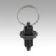 Indexing plungers, steel or stainless steel, without collar, with stainless steel pull ring and locknut