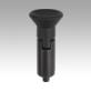 Indexing plungers, steel or stainless steel, smooth version without collar, with plastic mushroom grip and locking slot