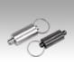 Indexing plungers, steel or stainless steel, smooth version without collar, with stainless steel pull ring