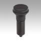 Indexing plungers, steel or stainless steel, smooth version without collar, with plastic mushroom grip and cap, no locking slot
