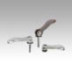 Cam levers, stainless steel with internal or external thread, plastic thrust washer and stainless steel stud