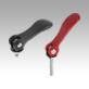 Cam levers, aluminium with external thread, plastic thrust washer and steel or stainless steel stud