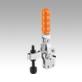 Toggle clamps vertical with straight foot and adjustable clamping spindle