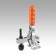 Toggle clamps vertical with flat foot and adjustable clamping spindle