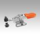 Toggle clamps mini horizontal with flat foot and fixed clamping spindle