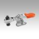 Toggle clamps mini horizontal with flat left foot and adjustable clamping spindle