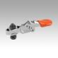 Toggle clamps mini horizontal with flat right foot and adjustable clamping spindle