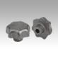 Star grips DIN 6336, grey cast iron, Form C, blind hole