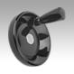 Disc handwheels with revolving grip, steel parts stainless steel, Form D, pre-drilled