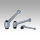 Clamping levers, steel with internal thread, threaded insert black oxidised steel