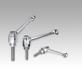 Clamping levers, electropolished stainless steel, with external thread, threaded insert stainless steel