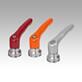 Clamping levers, die-cast zinc with internal thread and clamping force intensifier, threaded insert stainless steel