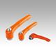 Clamping levers, die-cast zinc with internal thread and protective cap, threaded insert stainless steel