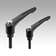 Clamping levers with protective cap and external thread, satin finish