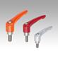 Clamping levers, die-cast zinc with external thread, threaded insert stainless steel