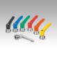 Clamping levers, plastic with internal thread and clamping force intensifier, threaded insert stainless steel