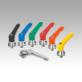 Clamping levers, plastic with external thread and clamping force intensifier, threaded insert stainless steel