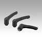 Manette indexable en plastique détectable par métal avec taraudage, insert taraudé en inox