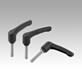 Clamping levers, plastic, metal detectable with external thread, threaded pin stainless steel