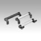 Tubular handles, aluminium, angled with aluminium grip legs