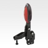 Toggle clamps vertical with safety interlock with straight foot and adjustable clamping spindle