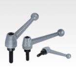 Clamping levers, steel with external thread, threaded pin black oxidised steel