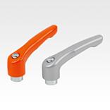 Clamping levers, die-cast zinc with internal thread, threaded insert blue passivated steel