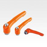 Clamping levers, die-cast zinc with internal thread and protective cap, threaded insert stainless steel