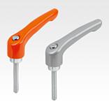 Clamping levers, die-cast zinc with external thread, threaded insert blue passivated steel