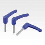 Clamping levers, plastic, visually detectable with external thread, threaded pin stainless steel