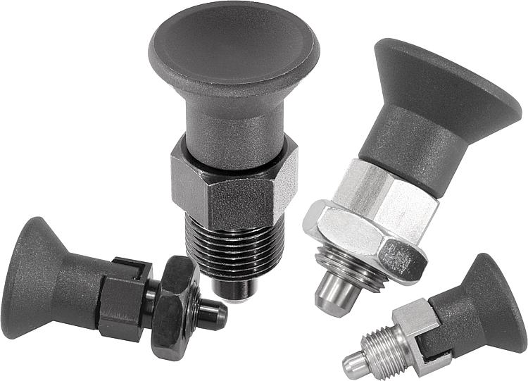 A Style 3//8-24 Thread Locking Pin Not Hardened Kipp 03089-15105AL Stainless Steel Indexing Plunger Inch 34.5 mm Length Pull Knob Natural Finish Short Version