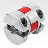 Elastomer dog couplings with removable clamp hubs