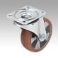 Steel plate swivel castors with polyurethane elastomer tread, heavy duty version