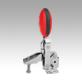 Toggle clamps vertical with flat foot and adjustable clamping spindle, stainless steel