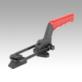 Horizontal latch clamps, steel, heavy-duty version with catch plate and red plastic grip
