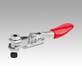 Toggle clamp mini, horizontal with horizontal foot right and adjustable clamping spindle