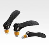 Cam levers, plastic with elastomer lock, plastic thrust washer and steel stud