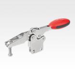 Toggle clamps horizontal with straight foot and adjustable clamping spindle, stainless steel