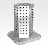 Clamping towers, grey cast iron, 6-sided, with grid holes