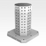 Clamping towers, grey cast iron, 8-sided, with grid holes