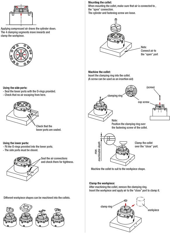 Machinable collets pneumatic