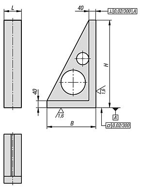 Angle plates, grey cast iron, narrow with pre-machined clamping faces