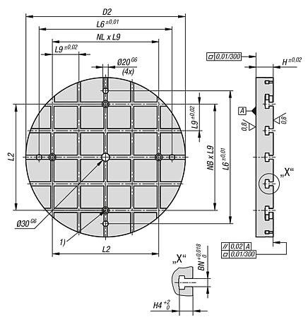 Grundplatten Grauguss rund mit T-Nuten