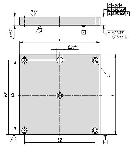 Interchangeable subplates, grey cast iron, with pre-machined clamping faces